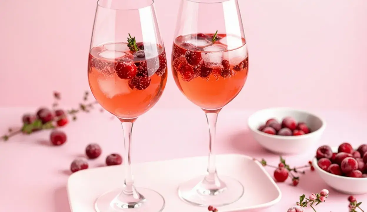Zwei Gläser Lillet Rosé mit Beeren und Eis. Man fragt sich, wie schmeckt Lillet? Erfrischend fruchtig!