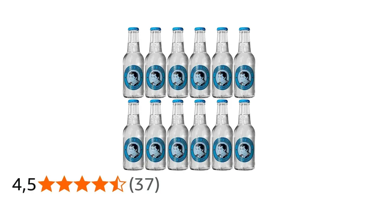 Zwölf Flaschen Thomas Henry Soda Water, perfekt für erfrischende Drinks.