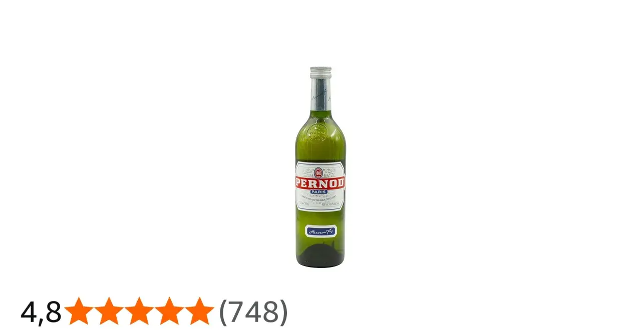 Grüne Flasche Pernod mit dem charakteristischen Pernod Geschmack. Beliebt seit 1805.