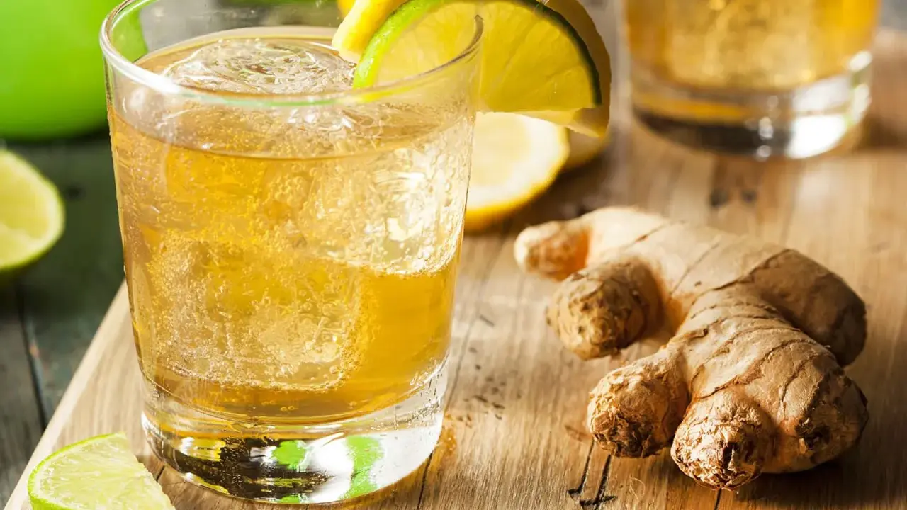 Erfrischendes Getränk mit Eis, Zitrone und Limette. Perfekt für alle, die **Ginger Beer selber machen** wollen.