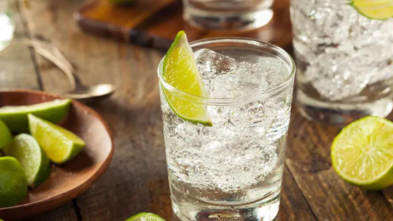 Erfrischender Gin Tonic mit Eis und Limettenspalten. So trinkt man Gin am besten: pur, mit Tonic und frischer Limette.