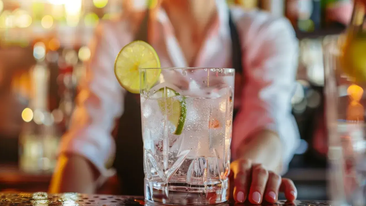 Erfrischendes Glas mit Eis, Limettenscheiben und Sprudelwasser – so sieht ein leckeres Soda aus.