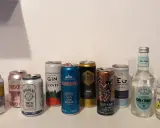 Eine Auswahl an Gin Tonic Dosen und Flaschen, bereit für einen entspannten Abend.