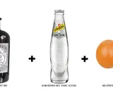 Zutaten für ein Monkey 47 Gin Tonic Rezept: Monkey 47 Dry Gin, Schweppes Dry Tonic Water und Grapefruitzeste.