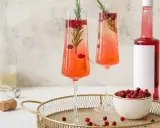 Zwei festliche Cocktails mit Cranberry und Rosmarin. Ein Glas mit dem süßen Likör Triple Sec wäre die perfekte Ergänzung.