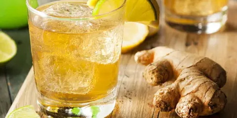 Erfrischendes Getränk mit Eis, Zitrone und Limette. Perfekt für alle, die **Ginger Beer selber machen** wollen.