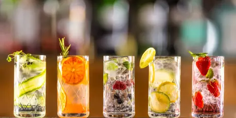 Fünf erfrischende Drinks mit Früchten und Kräutern. Einer davon könnte Chinin enthalten, wie in Tonic Water, wo ist Chinin drin?