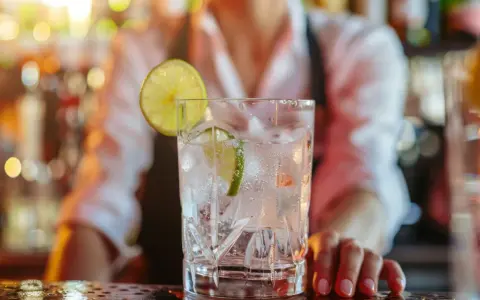 Erfrischendes Glas mit Eis, Limettenscheiben und Sprudelwasser – so sieht ein leckeres Soda aus.