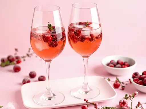 Zwei Gläser Lillet Rosé mit Beeren und Eis. Man fragt sich, wie schmeckt Lillet? Erfrischend fruchtig!
