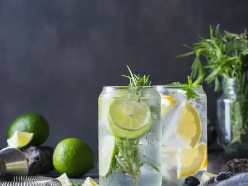 Erfrischende Drinks mit Limette und Zitrone. Kann Tonic Water schlecht werden? Ja, aber diese sehen noch frisch aus!