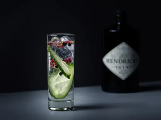 Ein erfrischender Gin-Cocktail mit Gurkenscheiben und Beeren. Die Botanicals machen den Geschmack aus.