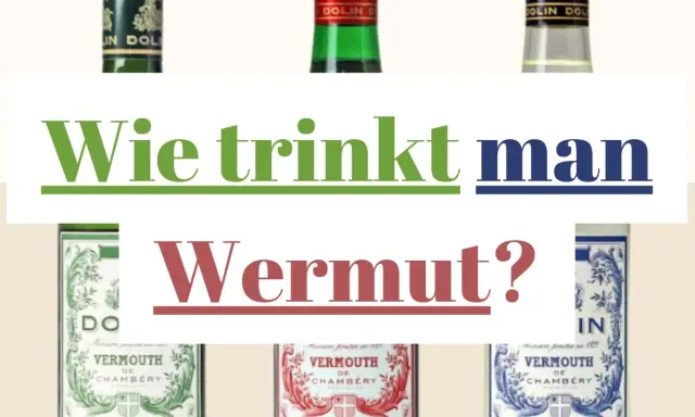 Drei Flaschen Wermut, mit der Frage "Wie trinkt man Wermut?" im Vordergrund.