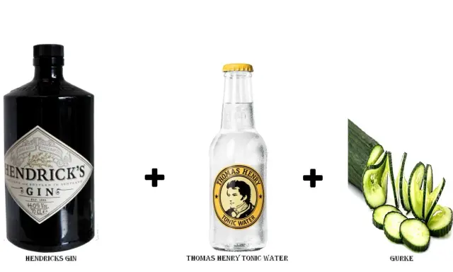 Hendrick's Gin mit Thomas Henry Tonic Water und Gurke – die perfekte Kombination für einen erfrischenden Drink.